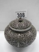 A good quality Indian silver lidded pot.