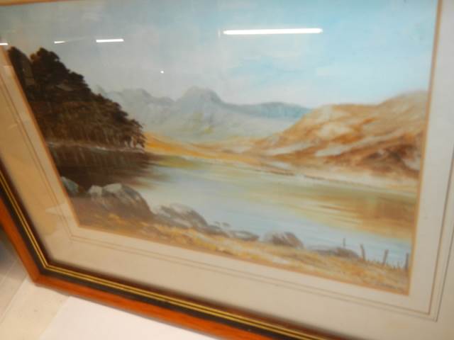 A framed and glazed watercolour and a framed oil painting, COLLECT ONLY. - Image 5 of 5