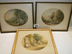 Three framed and glazed oval Le Blond engravings, COLLECT ONLY.