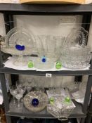 A good selection of quality glass ware , cake plate, bowls, glasses and vases