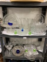 A good selection of quality glass ware , cake plate, bowls, glasses and vases