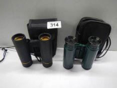 Two good cased binoculars - 10 x 25 DCF field and 5.5.