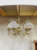 One hanging chandelier & 3 others without shades