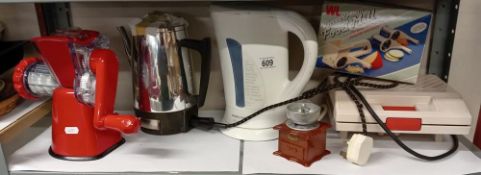 A stainless electric coffee pot, Modern grinder kettle & Sandwich maker