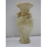 A mid 20th century alabaster vase with applied flora (slight damage to flora).