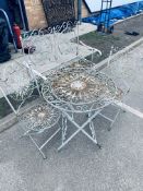 Metal garden set comprising of bench table and 2 chairs