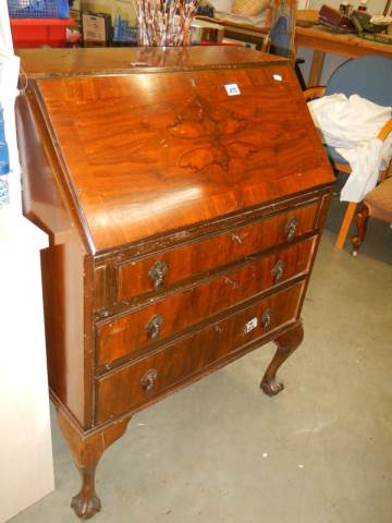 A mahogany bureau, COLLECT ONLY.