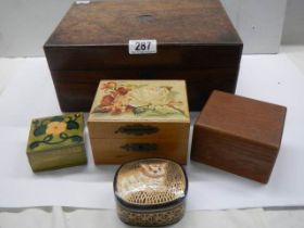 A collection of old boxes.