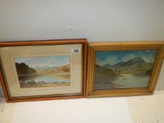 A framed and glazed watercolour and a framed oil painting, COLLECT ONLY.