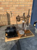 A Vintage bench drill on stand with pulley. Tested & working