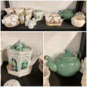 A vintage wade and a vintage Denby tea pot and other ceramics