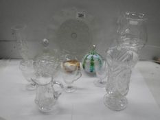A mixed lot of glass ware including perfume bottles.