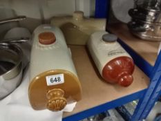 3 Stoneware hot water bottles