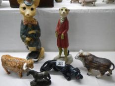 A mixed lot of animal figures including meercat.