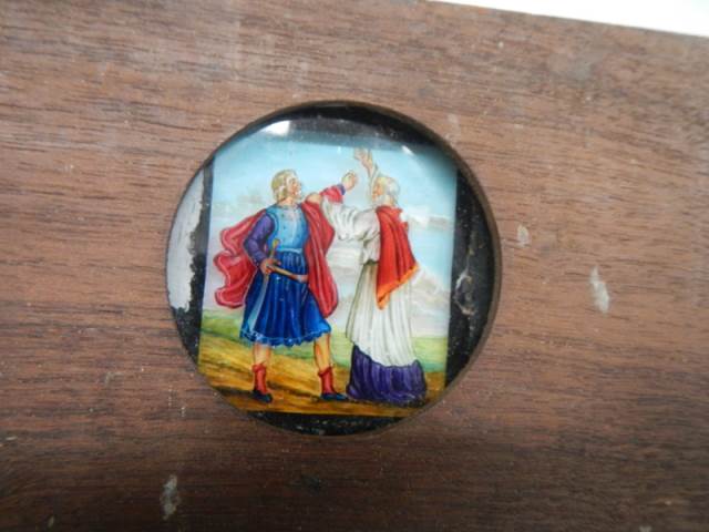 Two hand painted magic lantern slides and three others (one with chip on corner). - Image 5 of 8