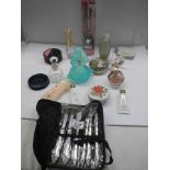 A mixed lot of used perfumes, make up set etc.,