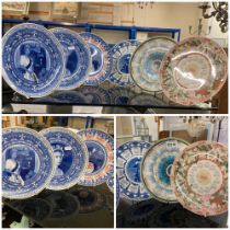A selection of boxed wedgwood plates 3 calendar plus three Royal commemorative.