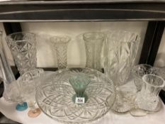 A good selection of heavy crystal vases and large fruit bowl