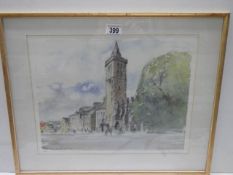 A framed and glazed limited edition engraving of a church, signed, 10/500, COLLECT ONLY.