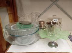 A Cake dome & Plate & other glassware