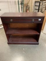 Small dark wood bookcase with drawer to top