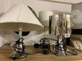 5 metal and glass lamp bases with shades