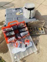 A selection of chipboard screen & wall plug assortments and a pack of screw, Nails & wall plugs