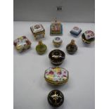 Eleven assorted pill boxes etc.,