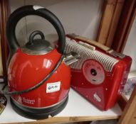 A Red Russel Hobs kettle & Radio