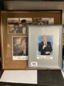 A pair of Sir Norman Wisdom Autographed Photographs, framed.