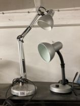 Two adjustable Desk lamps one Anglepoise.