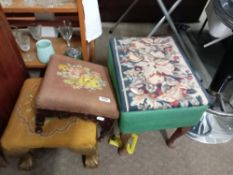 3 Tapestry covered foot stools