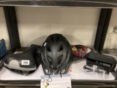 Cycling items, A new helmet, gloves glasses, saddle etc