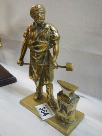 A solid brass blacksmith figure. - Image 2 of 2