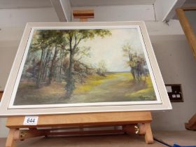 An oil onboard painting of Bedlington park
