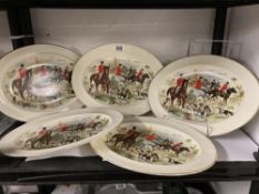 A set of five Hunting scene meat plates aproximately 34cm x 27cm
