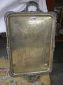 A large silver plate tray.