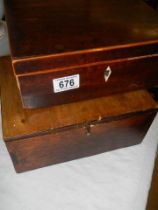 A mahogany box and one other with contents.