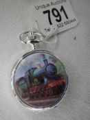 A Pocket watch featuring 'The City of Truro' steam engine.