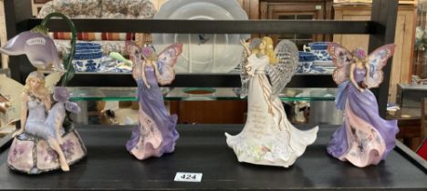 3 Bradex fairy figures & A musical battery fairy lamp