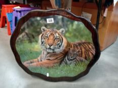 A Hugh gloss plaque featuring tiger & cub