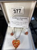 A silver 925 and murano glass necklace and earing set