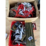 A quantity of door furniture including fixing hinges & plastic chain