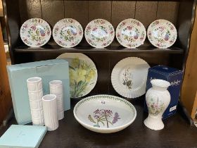 A good lot of mixed china including a large Portmeirion bowl, Aynsley vase, Royal Stafford bird of