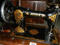 A vintage Jones hand operated sewing machine, COLLECT ONLY