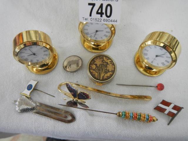 A mixed lot including clocks, hat pins etc., - Image 2 of 3