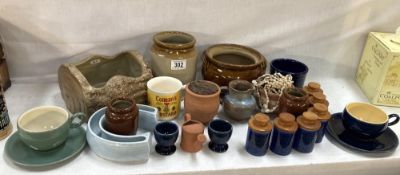 A quantity of items including Earthen & Stone ware, 2 Denby cup & saucers