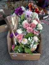 An ornate vase & A quantity of artificial flowers