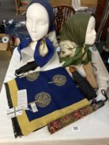 A new Heritage ladies scarf plus 2 Norma Dori silk scarves and quantity of umbrellas