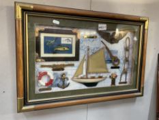 A Framed & Glazed 3D nautical box picture